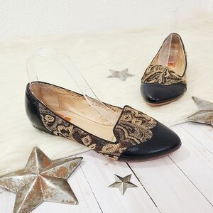 Miz Mooz Paloma flats black leather tapestry pointed toe size 7.5
